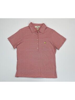 Magnolia Lane Masters Polo Womens Large L Red White Micro Striped Golf Shirt